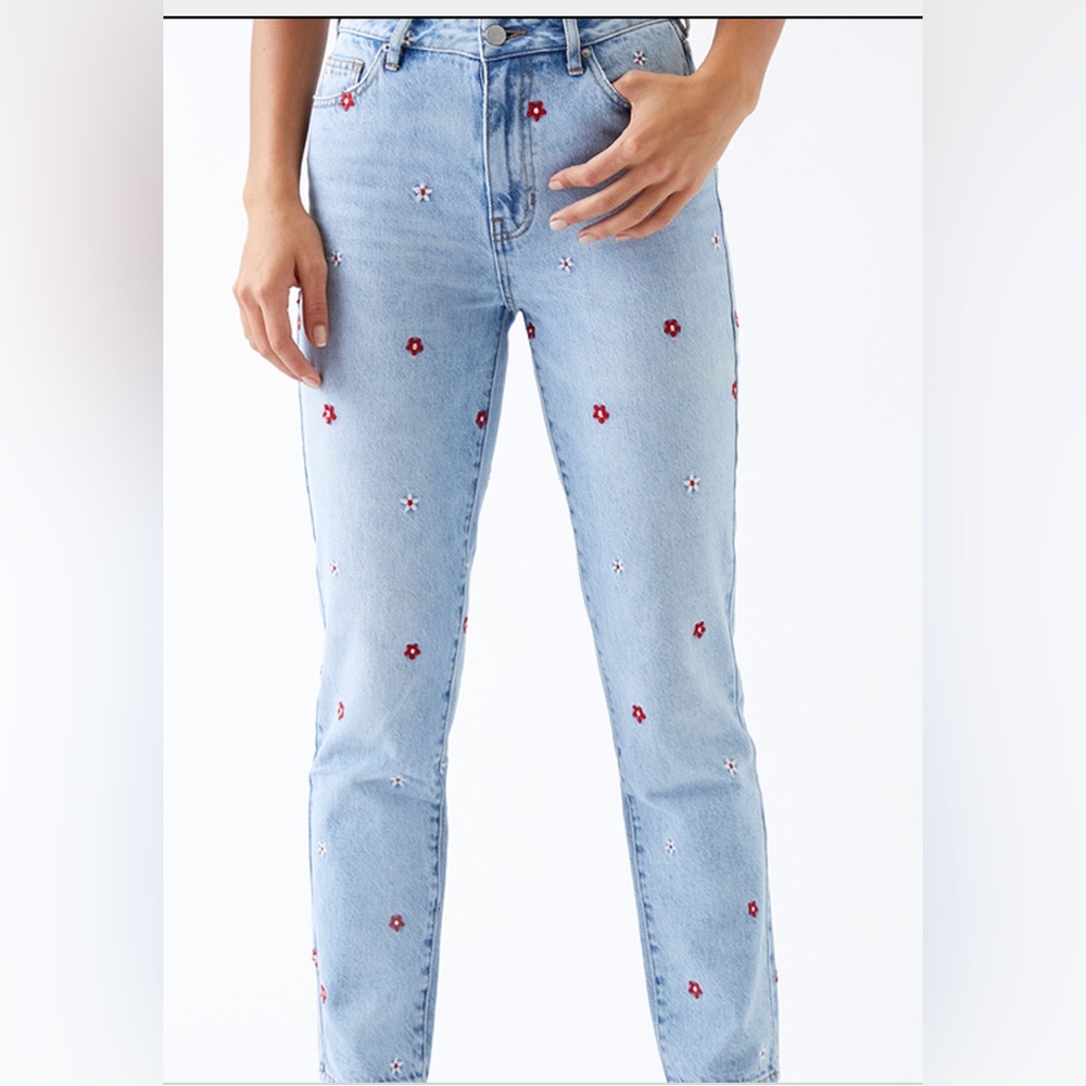 Pacsun Red Daisy Mom Jeans